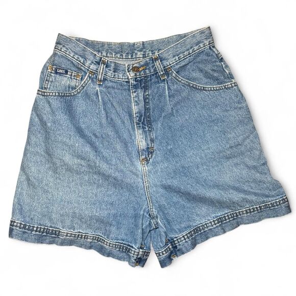 VTG Lee High Waisted Denim Shorts Women’s Size 12 USA Made Mom Jean Style 100% C - Picture 1 of 6